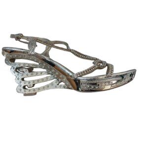 Michale & Bordeaux Rhinestone Silver Sandals Size 41 (equivalent to 9)